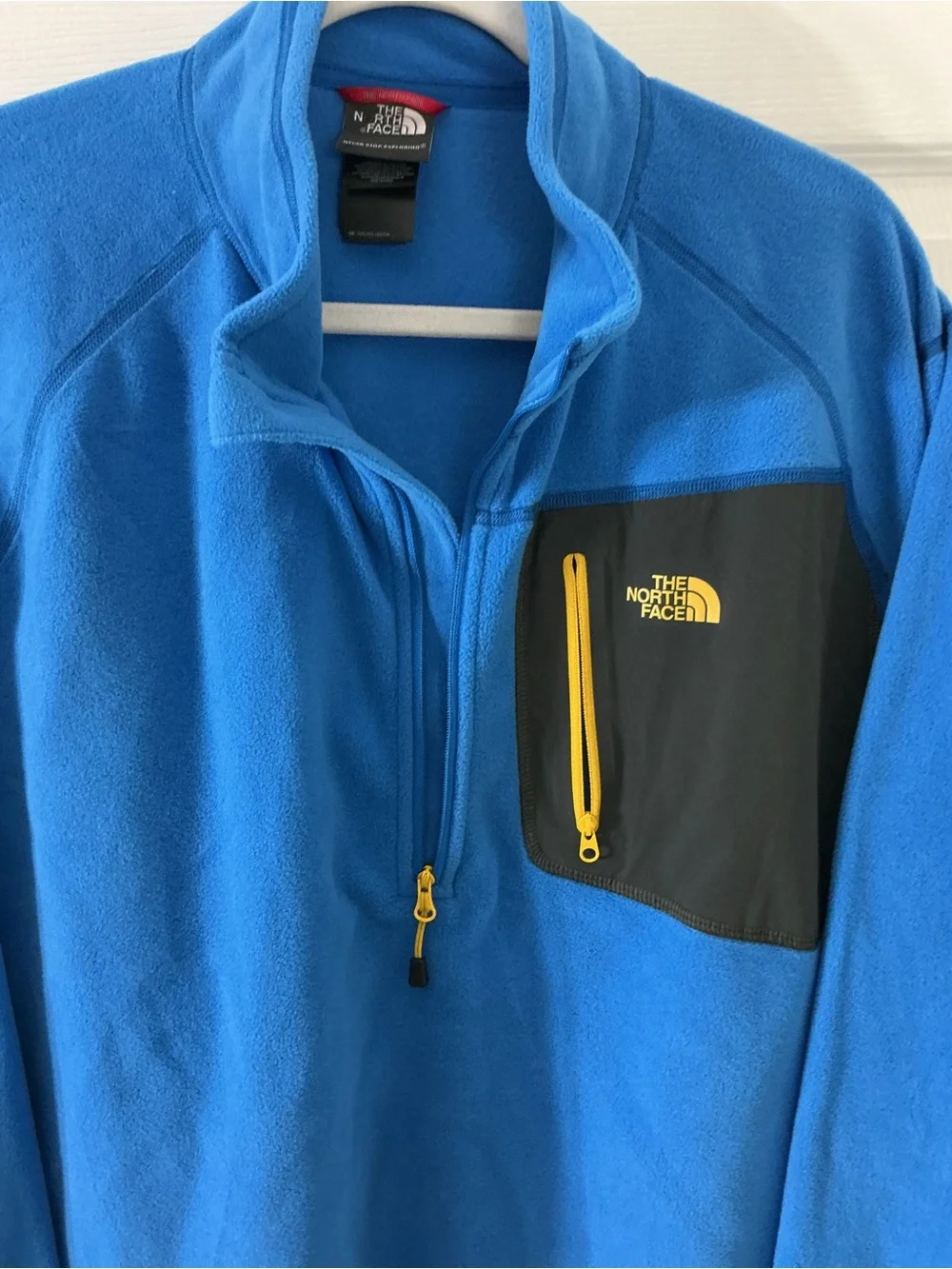 NWOT The North Face TKA 100 Trinity Alps 1/4 Zip Fleece Blue Yellow XXL